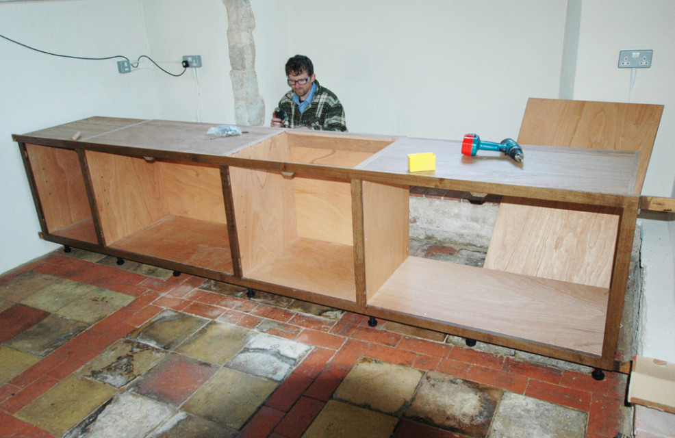 Church kitchen, quarter-sawn oak, construction