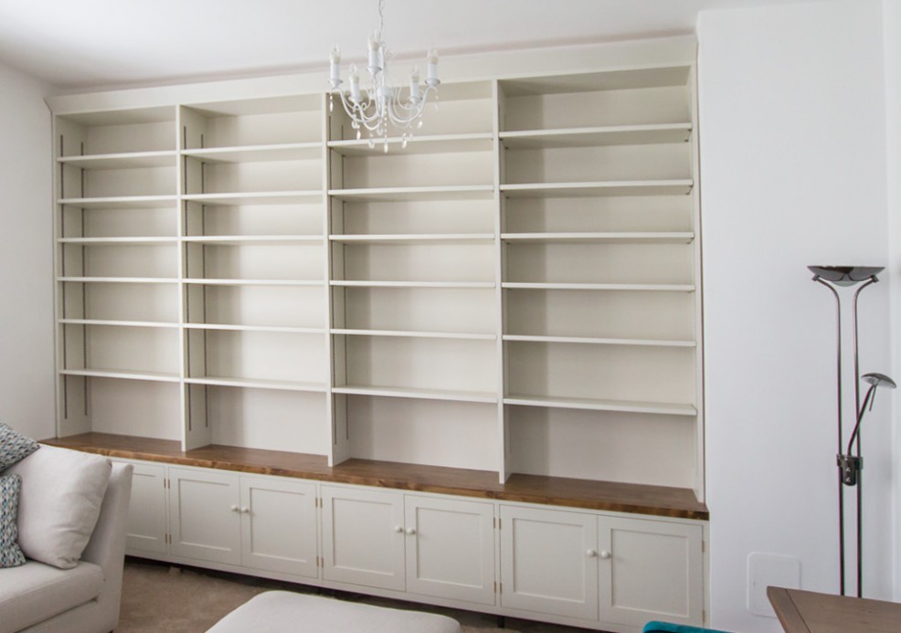 Bespoke built-in bookcase / shelves with drawers under