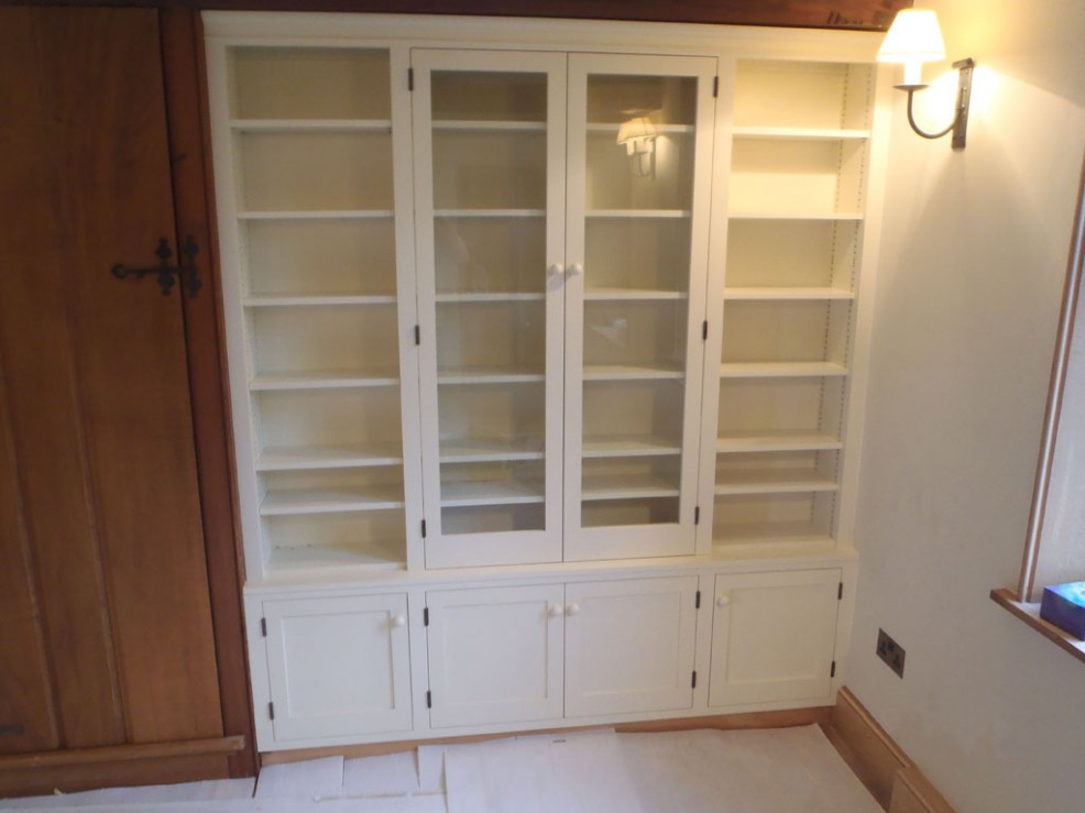 White painted glazed bookcase